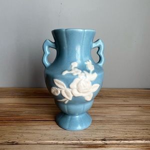 Weller Pottery Blue with Cameo Rose Vase